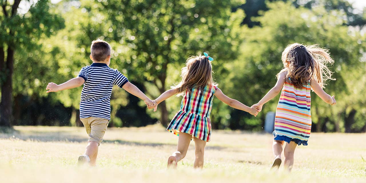 children running in park
