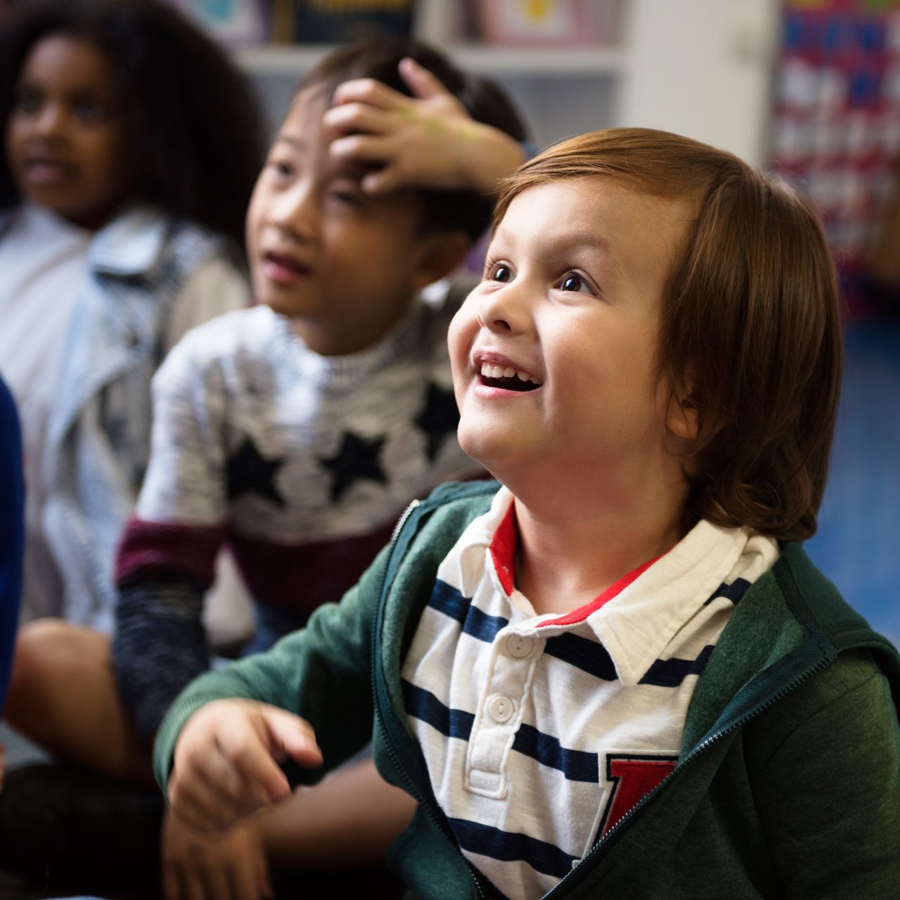 happy child in class